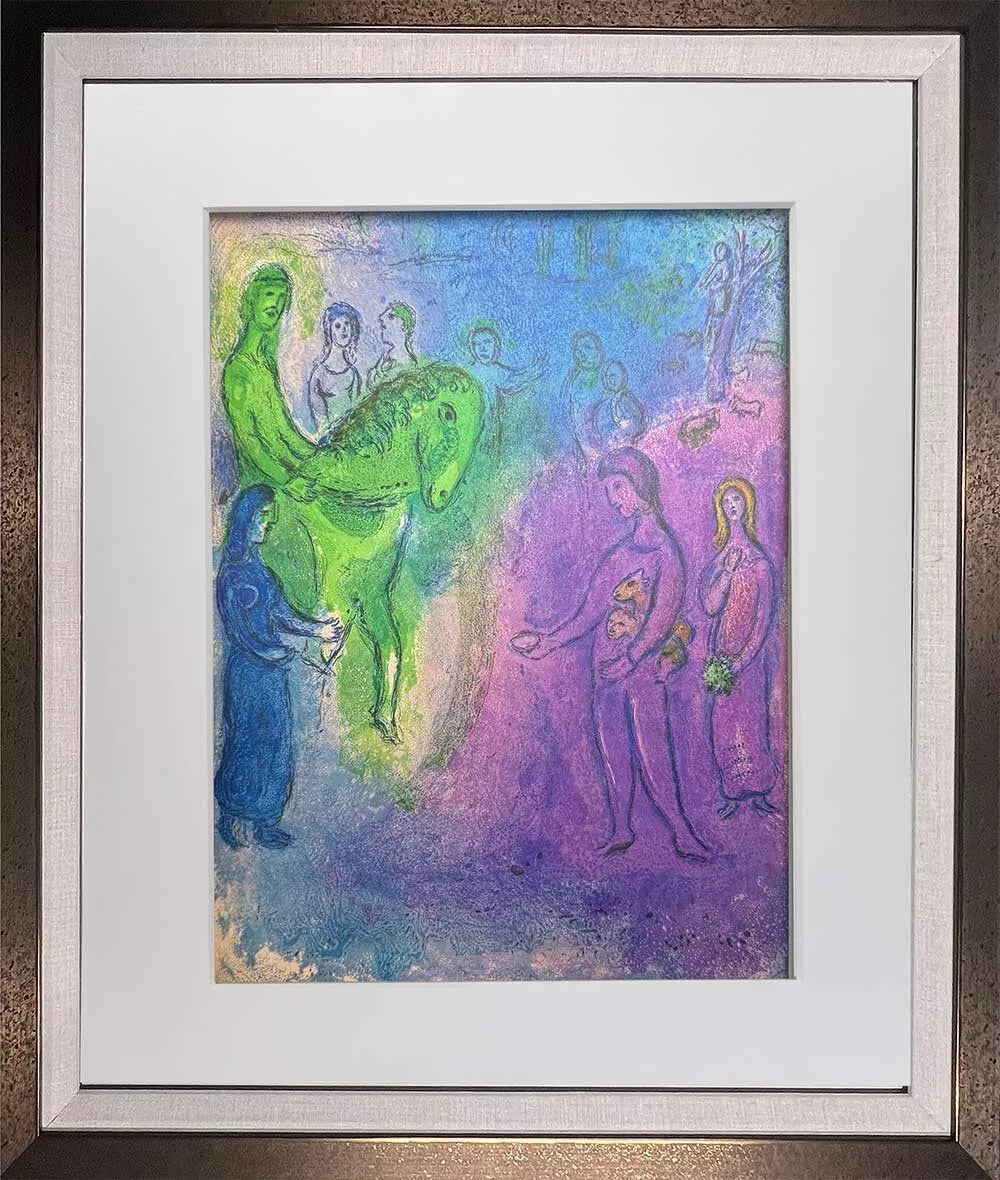 Marc CHAGALL Color Lithograph LIMITED Ed. "Arrival of Dionysophanes w/Frame