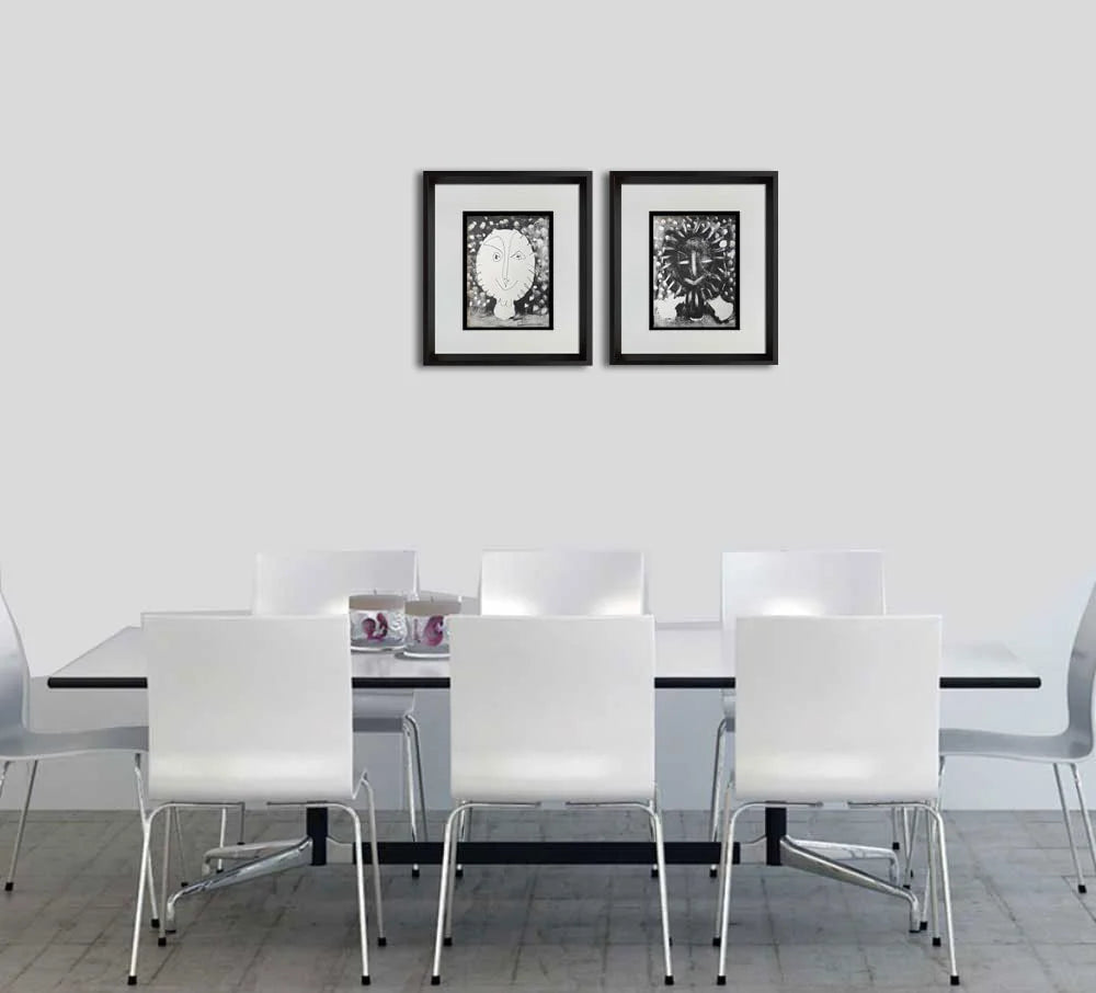 2 ORIGINAL Pablo PICASSO LITHOGRAPH Ltd Ed (2pc set) w/Ref. c55 w/COA & FRAME
