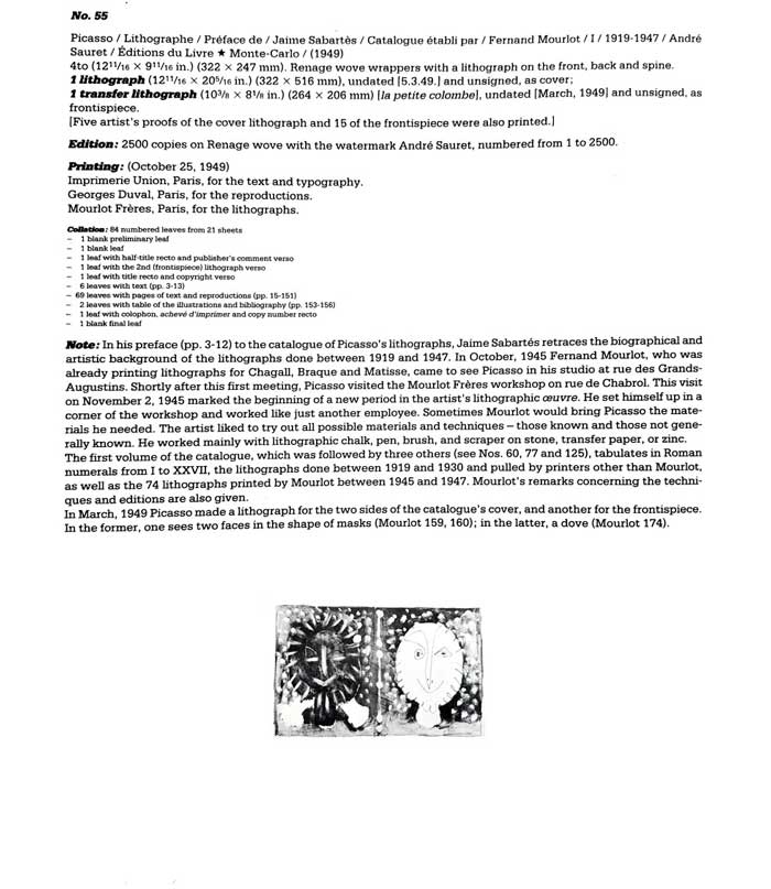 2 ORIGINAL Pablo PICASSO LITHOGRAPH Ltd Ed (2pc set) w/Ref. c55 w/COA & FRAME